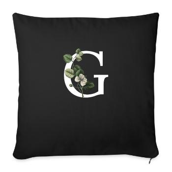 Letter G Botanical Green - Sofa pillowcase 17,3'' x 17,3'' (45 x 45 cm) - black - Front