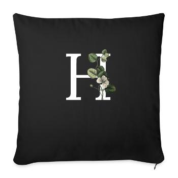 Letter H Botanical Green - Sofa pillowcase 17,3'' x 17,3'' (45 x 45 cm) - black - Front