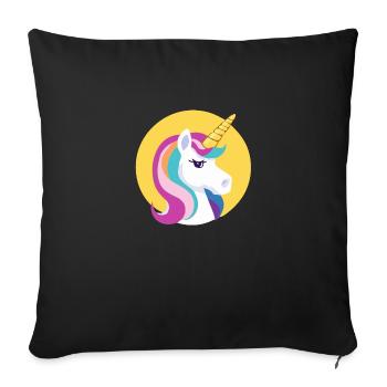 Licorne arc-en-ciel Licorne Cheval arc-en-ciel LGBTQ - Housse de coussin décorative 45 x 45 cm - noir - Devant