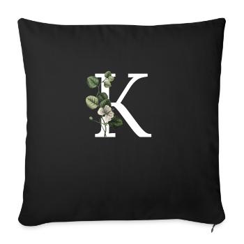 Green Botanical Letter K - Sofa pillowcase 17,3'' x 17,3'' (45 x 45 cm) - black - Front
