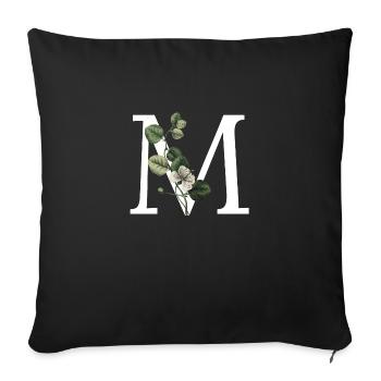 Letter M Green Botanical - Sofa pillowcase 17,3'' x 17,3'' (45 x 45 cm) - black - Front