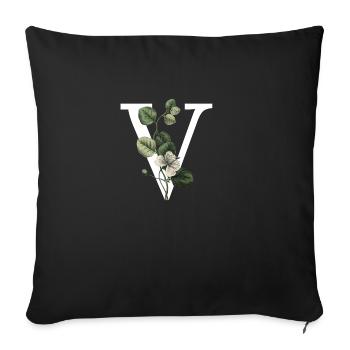 Green Botanical Letter V - Sofa pillowcase 17,3'' x 17,3'' (45 x 45 cm) - black - Front