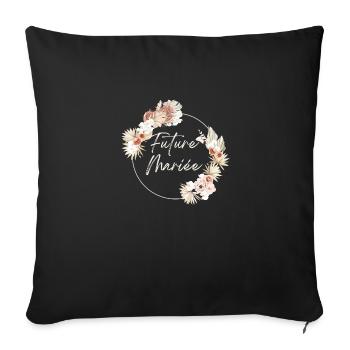 Bride-to-be crown Boho flowers - Sofa pillowcase 17,3'' x 17,3'' (45 x 45 cm) - black - Front