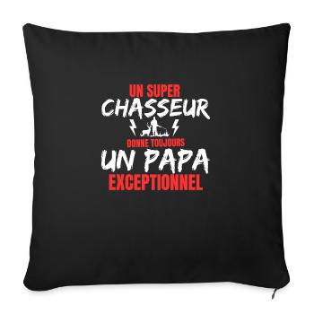 PAPA CHASSEUR - Housse de coussin décorative 45 x 45 cm - noir - Devant