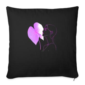Flowers Women girl fashion design art female style - Sofa pillowcase 17,3'' x 17,3'' (45 x 45 cm) - black - Front