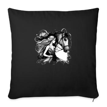 Flowers Women girl fashion design art female style - Sofa pillowcase 17,3'' x 17,3'' (45 x 45 cm) - black - Front