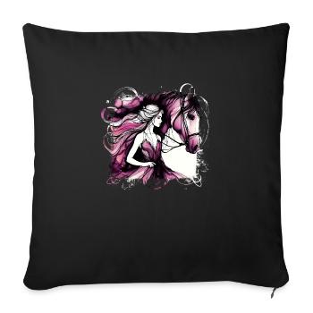 Flowers Women girl fashion design art female style - Sofa pillowcase 17,3'' x 17,3'' (45 x 45 cm) - black - Front