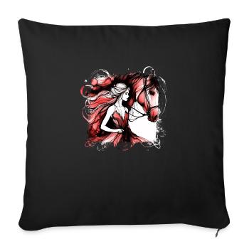 Flowers Women girl fashion design art female style - Sofa pillowcase 17,3'' x 17,3'' (45 x 45 cm) - black - Front