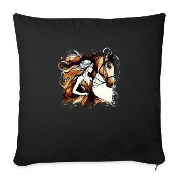 Flowers Women girl fashion design art female style - Sofa pillowcase 17,3'' x 17,3'' (45 x 45 cm) - black - Front