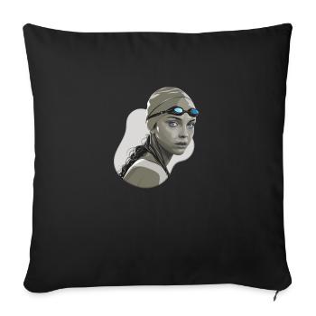 Le nageur inflexible aux yeux bleus - Housse de coussin décorative 45 x 45 cm - noir - Devant