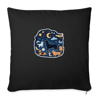 Dogs Under the Stars - Sofa pillowcase 17,3'' x 17,3'' (45 x 45 cm) - black - Front