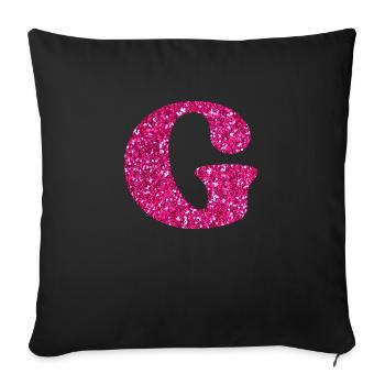Letter g pink glitter - Sofa pillowcase 17,3'' x 17,3'' (45 x 45 cm) - black - Front
