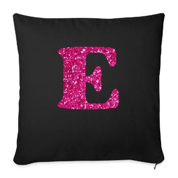 Letter e pink glitter - Sofa pillowcase 17,3'' x 17,3'' (45 x 45 cm) - black - Front