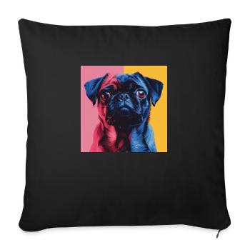 Mops - Sofakissenbezug 45 x 45 cm - Schwarz - Vorne