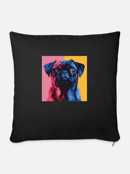 Mops - Sofakissenbezug 45 x 45 cm - Schwarz