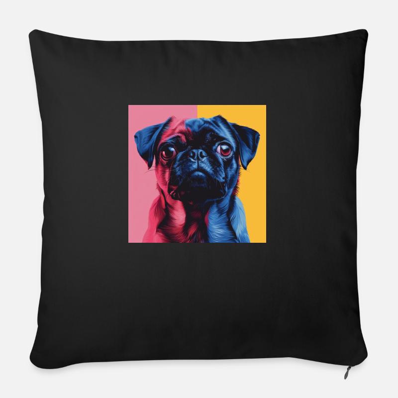 Mops - Sofakissenbezug 45 x 45 cm - Schwarz