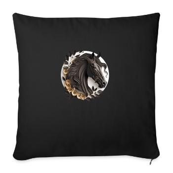 Style de papier de cheval frison - Housse de coussin décorative 45 x 45 cm - noir - Devant