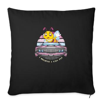 Retro Vintage Bee Funny - I Believe I Can Fly - Sofa pillowcase 17,3'' x 17,3'' (45 x 45 cm) - black - Front