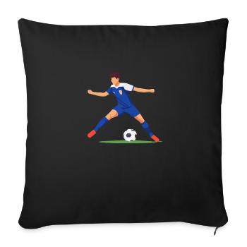 Footballer with blue jersey - Sofa pillowcase 17,3'' x 17,3'' (45 x 45 cm) - black - Front