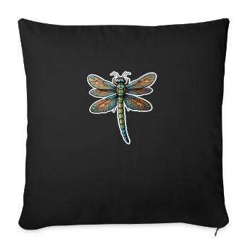Colorful Dragonfly - Sofa pillowcase 17,3'' x 17,3'' (45 x 45 cm) - black - Front