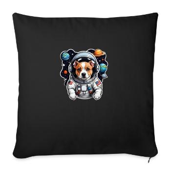 Space Dog with Planets - Sofa pillowcase 17,3'' x 17,3'' (45 x 45 cm) - black - Front