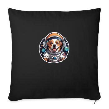 Astronaut Dog in Space - Sofa pillowcase 17,3'' x 17,3'' (45 x 45 cm) - black - Front