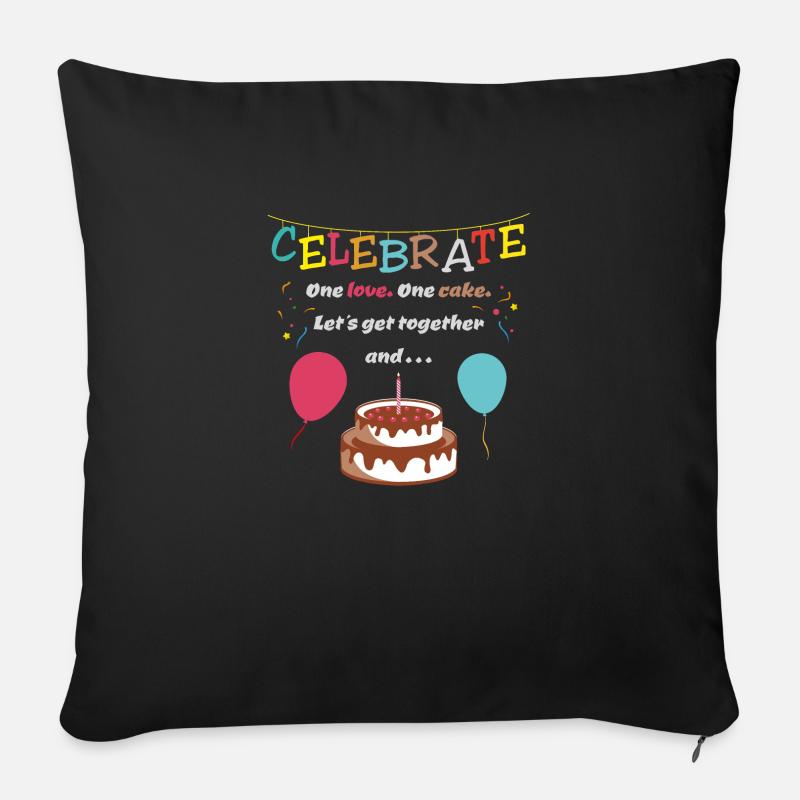 Geburtstagsjingle - Anniversaire - Un amour un gâteau - Housse de coussin décorative 45 x 45 cm - noir