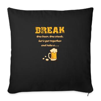 Une bière, un steak - une bière, un steak dicton - Housse de coussin décorative 45 x 45 cm - noir - Devant