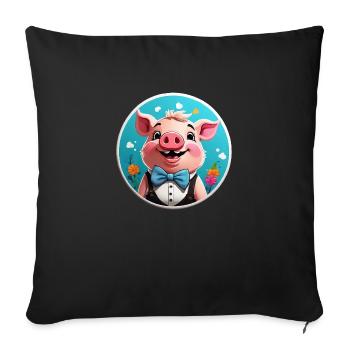 Funny Pig Comic - Sofa pillowcase 17,3'' x 17,3'' (45 x 45 cm) - black - Front