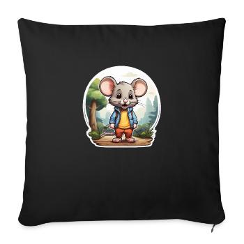 Mouse Cute Kids Drawing Comic - Sofa pillowcase 17,3'' x 17,3'' (45 x 45 cm) - black - Front