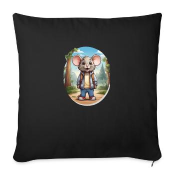 Mouse Cute Kids Drawing Comic - Sofa pillowcase 17,3'' x 17,3'' (45 x 45 cm) - black - Front