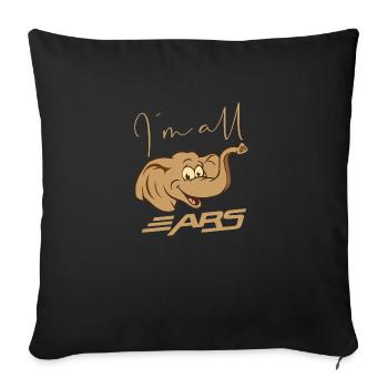 Drôle de design - Je suis tout ouïe - Éléphant - Housse de coussin décorative 45 x 45 cm - noir - Devant