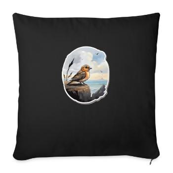 Landschaft Gemälde mit Vogel - Sofakissenbezug 45 x 45 cm - Schwarz - Vorne
