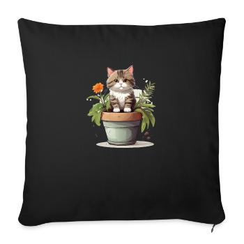 Cute Cat Flower - Sofa pillowcase 17,3'' x 17,3'' (45 x 45 cm) - black - Front