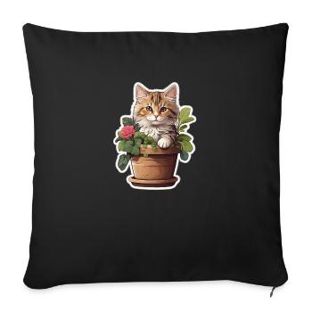 Cute Cat Flower - Sofa pillowcase 17,3'' x 17,3'' (45 x 45 cm) - black - Front
