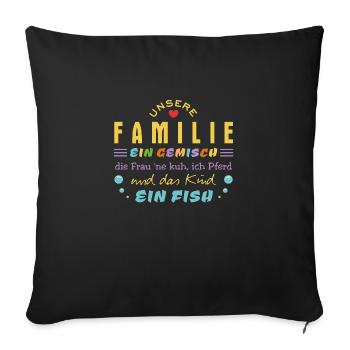 Family - Our Mixed Family - Funny Rhyme - Sofa pillowcase 17,3'' x 17,3'' (45 x 45 cm) - black - Front