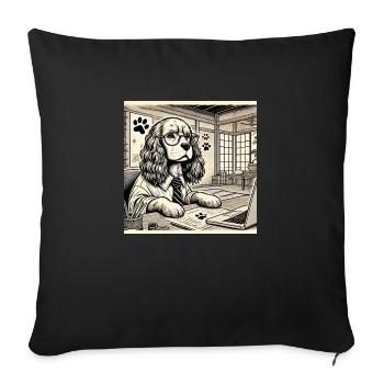 Japan Ukijo e Style Desk Cocker Spaniel - Sofa pillowcase 17,3'' x 17,3'' (45 x 45 cm) - black - Front