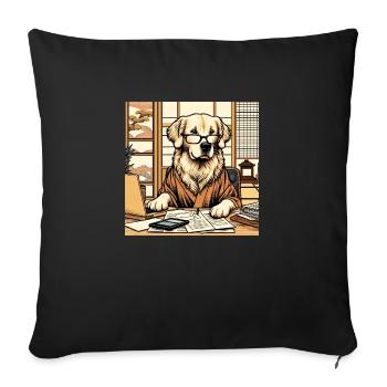 Japan Ukijo e Style Desk Golden Retriever - Sofa pillowcase 17,3'' x 17,3'' (45 x 45 cm) - black - Front