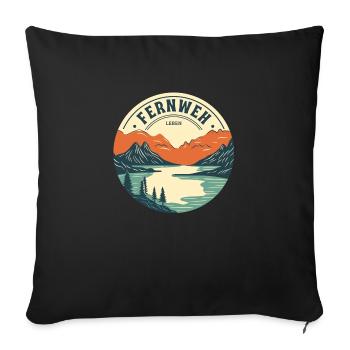 Wanderlust - Travel - Life - Mountains - Sofa pillowcase 17,3'' x 17,3'' (45 x 45 cm) - black - Front