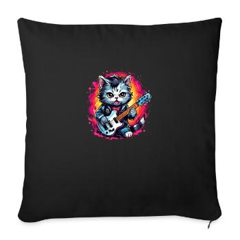 Chibi Rocker Cat - Housse de coussin décorative 45 x 45 cm - noir - Devant