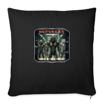 Out of Space - Refugees Welcome Design - Version5 - Sofakissenbezug 45 x 45 cm - Schwarz - Vorne