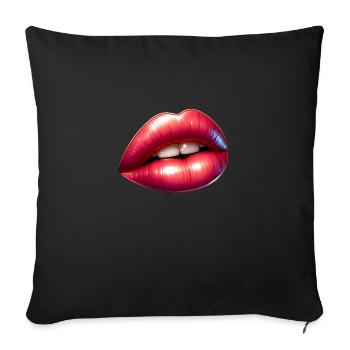 Lèvres Sexy Rose - Housse de coussin décorative 45 x 45 cm - noir - Devant