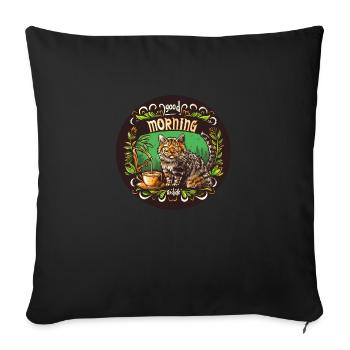 The cat is against getting up early - Sofa pillowcase 17,3'' x 17,3'' (45 x 45 cm) - black - Front