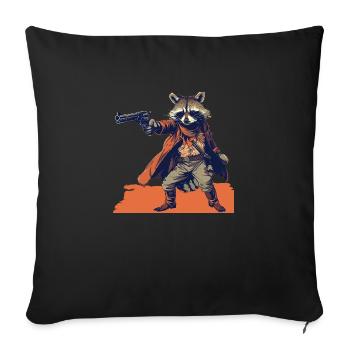 raccoon gunslinger - Sofa pillowcase 17,3'' x 17,3'' (45 x 45 cm) - black - Front