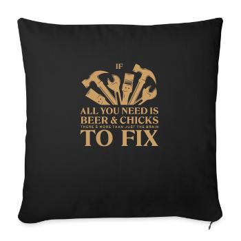 Bier und Mädels - Beer and Chicks lustiger Reim - Sofa pillowcase 17,3'' x 17,3'' (45 x 45 cm) - black - Front