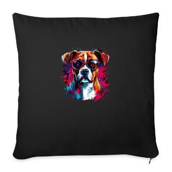 Chien Boxer Cool - Housse de coussin décorative 45 x 45 cm - noir - Devant