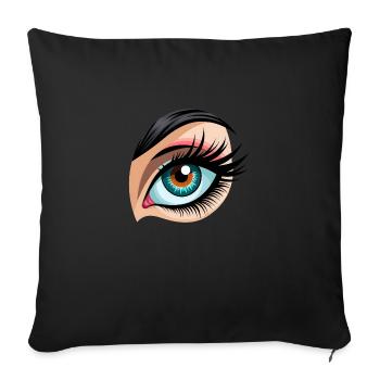 Illustration détaillée de l’œil humain Cils colorés I - Housse de coussin décorative 45 x 45 cm - noir - Devant