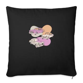 Voitures rétro des années 50 - Housse de coussin décorative 45 x 45 cm - noir - Devant