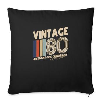 1980 - Sofa pillowcase 17,3'' x 17,3'' (45 x 45 cm) - black - Front
