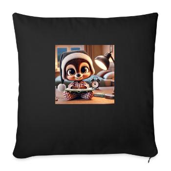 Sleeping with your cuddly toy - Sofa pillowcase 17,3'' x 17,3'' (45 x 45 cm) - black - Front